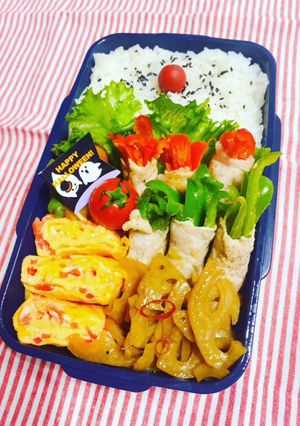 時短お弁当盛り付け記録　ピーマンの肉巻き-レシピのメイン写真