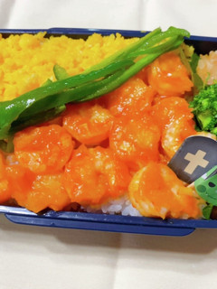 時短お弁当盛り付け記録 エビチリ弁当-レシピのメイン写真