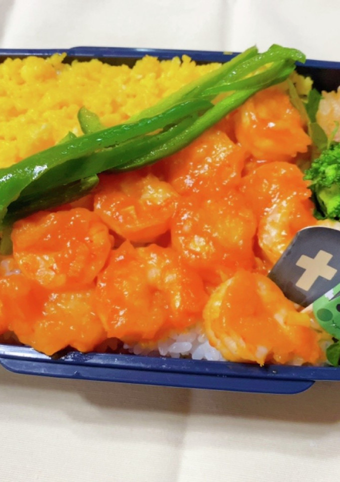 時短お弁当盛り付け記録　エビチリ弁当-レシピのメイン写真