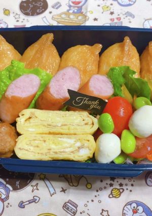 時短お弁当盛り付け記録　おいなりさん-レシピのメイン写真