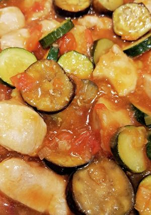 鶏胸肉と茄子、ズッキーニのチリ風-レシピのメイン写真
