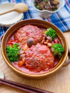 トマト煮込みハンバーグ-レシピのメイン写真