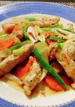 うどんスープで！豚ロース肉と野菜の炒め物-レシピのメイン写真