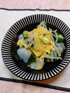 ヘルシー♬蒟蒻・ワカメ・もやしサラダ-レシピのメイン写真