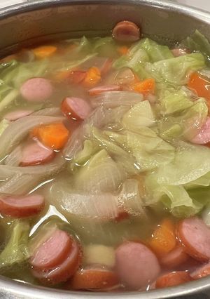鶏ハムの茹で汁で野菜スープ-レシピのメイン写真