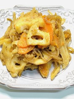 蓮根と糸こんにゃくの胡麻風味きんぴら-レシピのメイン写真