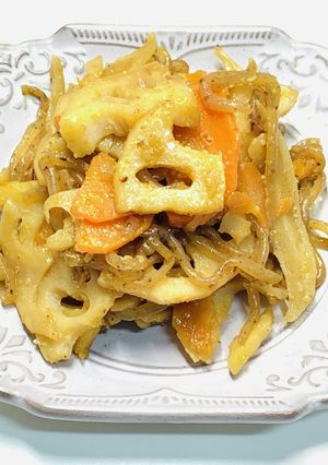 蓮根と糸こんにゃくの胡麻風味きんぴら-レシピのメイン写真