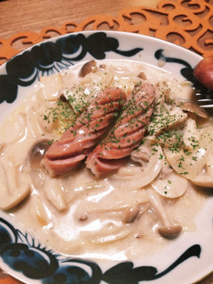 秋の味覚きのこクリームスープパスタ-レシピのメイン写真