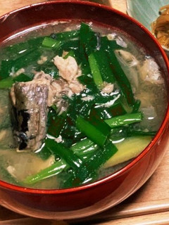 今日のみそ汁。サバ缶にら汁-レシピのメイン写真