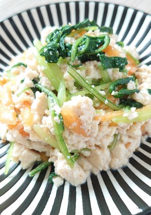 【野菜ソムリエ】京壬生菜と柿の白和え-レシピのメイン写真