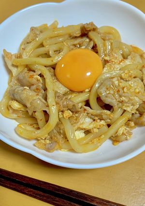 豚肉と卵の旨辛うどん-レシピのメイン写真