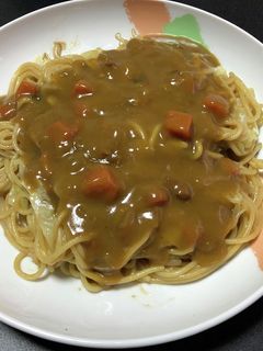パスタでカレー焼きそばと応用編もどうぞ-レシピのメイン写真