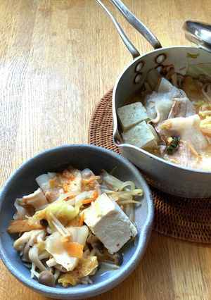 おいしく減塩！片手鍋で作るみそキムチ鍋-レシピのメイン写真