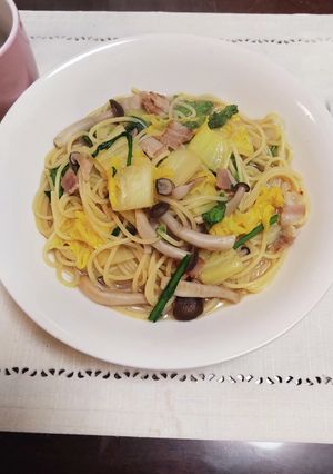 白菜とベーコンの和風コンソメスープスパ-レシピのメイン写真