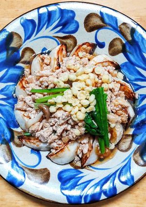 鶏ひき肉と焼き蕪とシメジのそぼろ餡かけ-レシピのメイン写真