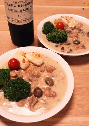 ワインに合う♪きのこ薫る鶏肉のクリーム煮-レシピのメイン写真
