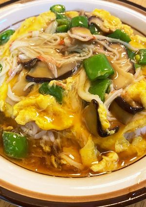 春色スナップエンドウとカニカマの天津飯-レシピのメイン写真
