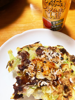 お好み焼きにスイートチリソース♪-レシピのメイン写真