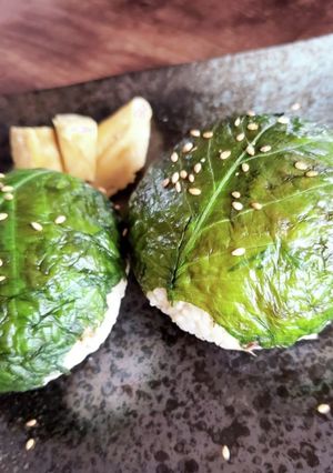 焼き鯖明太高菜ごはんのしそ巻きおにぎり-レシピのメイン写真