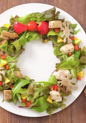 グリル野菜で作るクリスマスリースサラダ♪-レシピのメイン写真