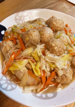 肉だんごと白菜の和風とろみ炒め-レシピのメイン写真