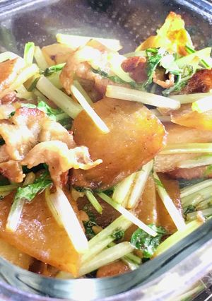 豚バラ大根焼き肉のたれで水菜を入れて-レシピのメイン写真