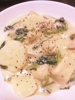 鷄むね肉と小松菜とかぶのクリーム煮-レシピのメイン写真