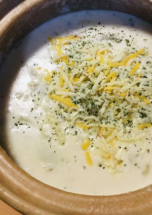 〆の雑炊●シチュー鍋からの雑炊リゾット風-レシピのメイン写真