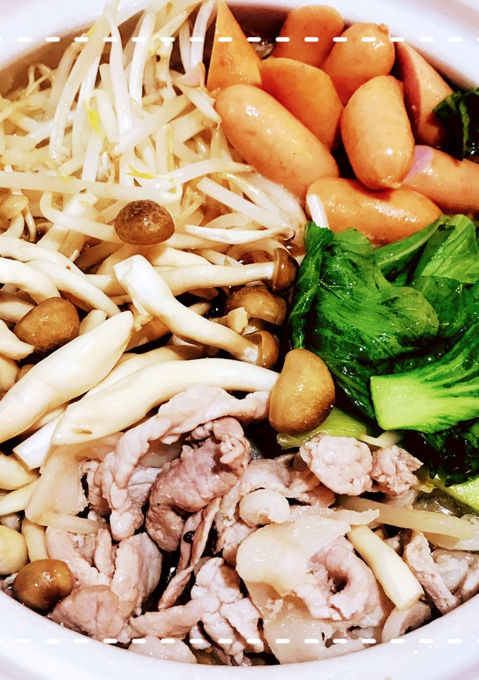 白だしで簡単！豚肉ともやしの中華風鍋-レシピのメイン写真