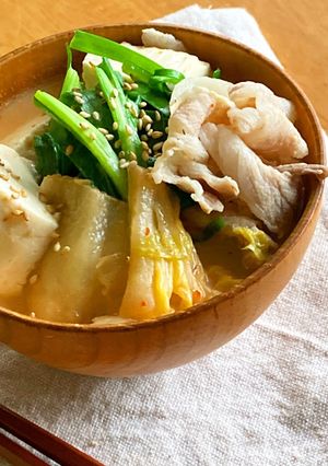 ＊味噌汁感覚鍋＊豚キムチ豆乳鍋＊-レシピのメイン写真