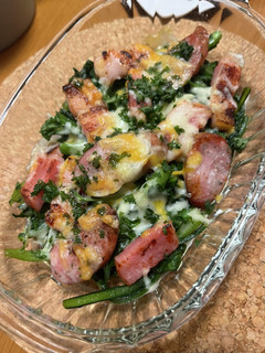 春菊と加工肉のチーズ焼き-レシピのメイン写真