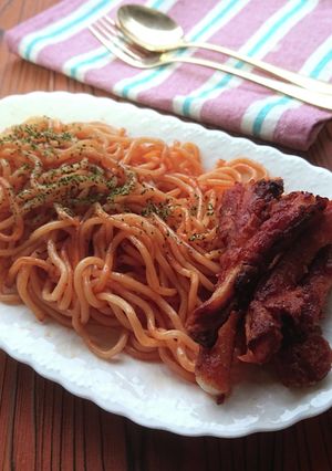 業スーの唐揚げ用イカと市販のナポリタン-レシピのメイン写真