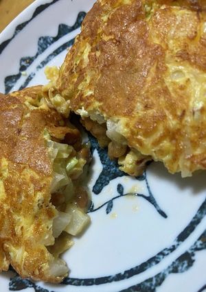 とろ納豆キャベチーオムレツ-レシピのメイン写真