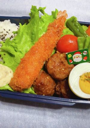 時短お弁当盛り付け記録　エビフライ-レシピのメイン写真