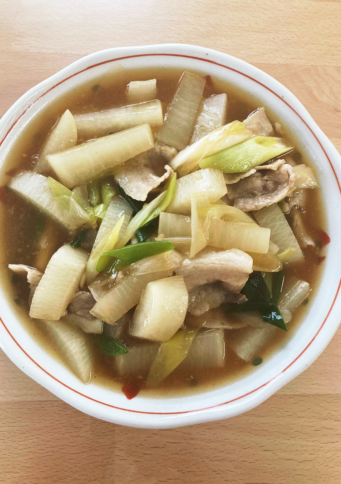大根と豚肉とネギの炒め煮-レシピのメイン写真