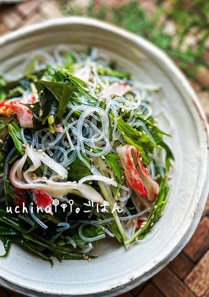 水菜とわかめたっぷり♪♪春雨サラダ-レシピのメイン写真