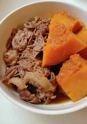 レンチンのみ!かぼちゃと牛肉の甘辛煮-レシピのメイン写真