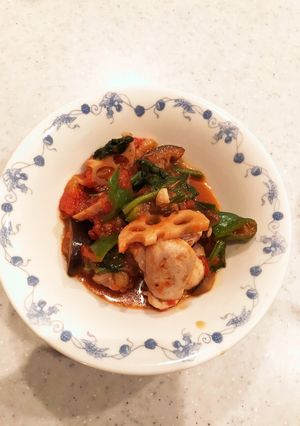 モモ肉と蓮根のトマト煮-レシピのメイン写真