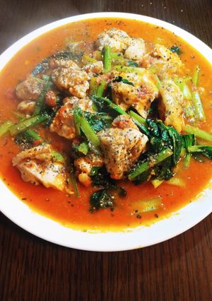 簡単☆鶏肉と小松菜のトマト煮込み-レシピのメイン写真