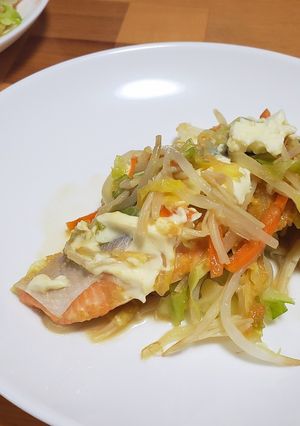 鮭のちゃんちゃん焼き　クリームチーズのせ-レシピのメイン写真