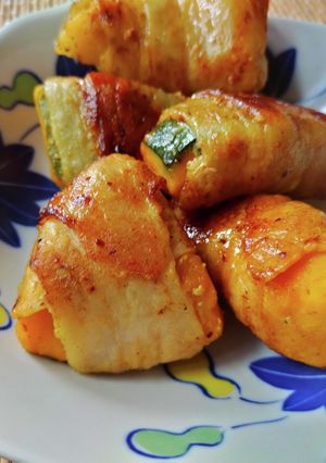 時短でボリュームアップ！かぼちゃ肉巻き♪-レシピのメイン写真
