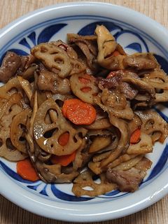 豚肉とレンコン他の甘辛炒め-レシピのメイン写真