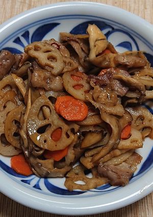豚肉とレンコン他の甘辛炒め-レシピのメイン写真