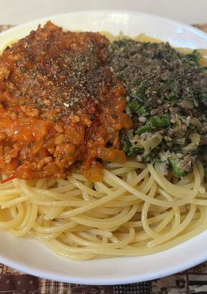 スパゲティ・クリスマスカラーミートソース-レシピのメイン写真
