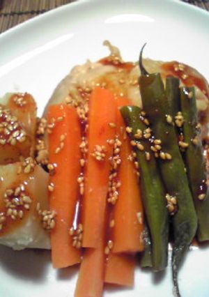 蒸し鶏と野菜のコチュジャンソース添え-レシピのメイン写真