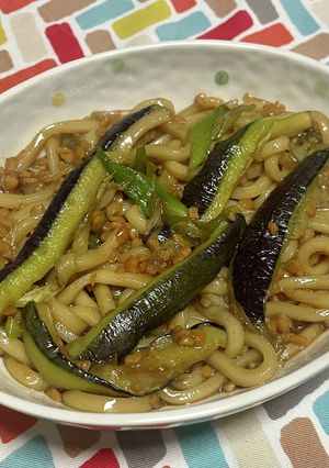 超簡単☆旨味堪能！茄子納豆の焼きうどん！-レシピのメイン写真
