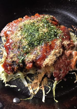 ミンチとキャベツの粉無しお好み焼きもどき-レシピのメイン写真