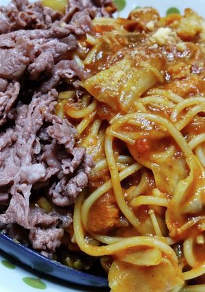 カレーパスタ(牛肉のせ)-レシピのメイン写真
