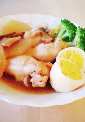 白ワインの手羽元煮、煮卵と大根-レシピのメイン写真
