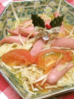 ウインナーとエノキ茸で、クリスマス煮込み-レシピのメイン写真
